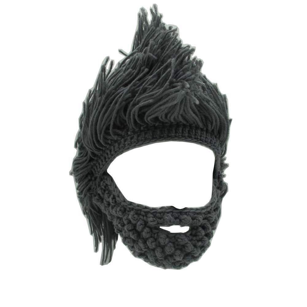 5542 Wig Beard Hats Handmade Knit Warm Winter Caps Ski Funny Mask Beanie